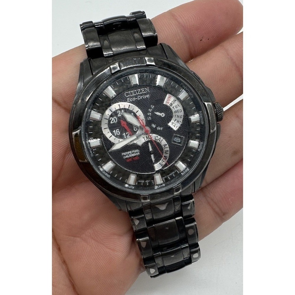 Citizen Eco-Drive Perpetual Calendar Black Ion-Plated Watch BL8005-77E GN-4W-S